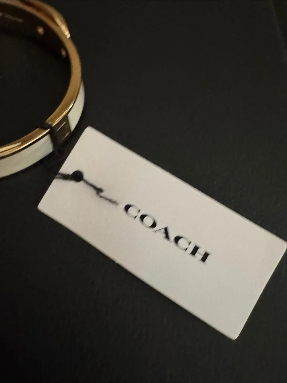 NWT - Coach Signature C Buckle Gold-Tone and Chalk White Bracelet